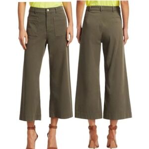 A.L.C.‎ Fallon High Rise Wide Leg Cropped Pants Womens 8 Olive Army Green Boho